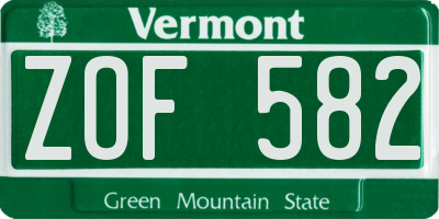 VT license plate ZOF582