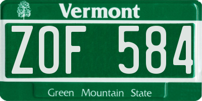 VT license plate ZOF584