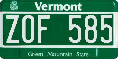 VT license plate ZOF585