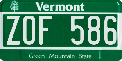 VT license plate ZOF586