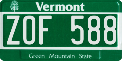 VT license plate ZOF588