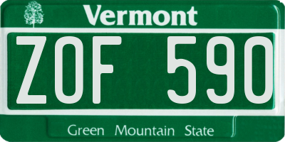 VT license plate ZOF590