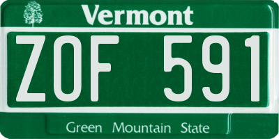 VT license plate ZOF591