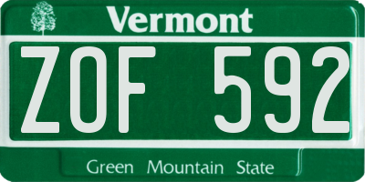 VT license plate ZOF592