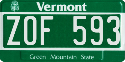 VT license plate ZOF593