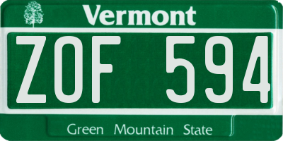 VT license plate ZOF594