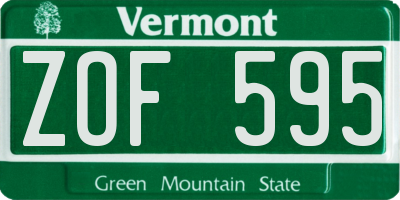 VT license plate ZOF595