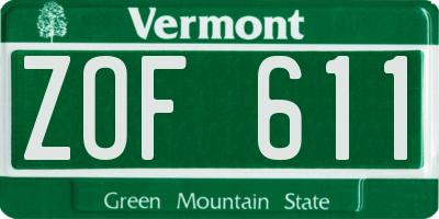 VT license plate ZOF611