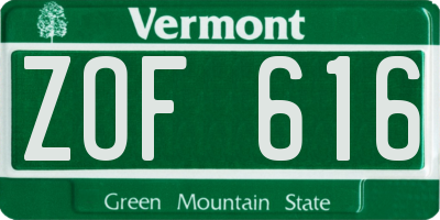 VT license plate ZOF616