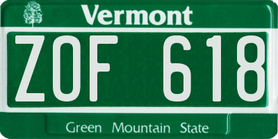 VT license plate ZOF618