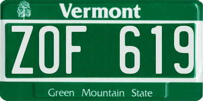 VT license plate ZOF619