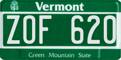VT license plate ZOF620