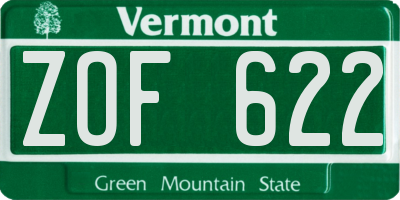VT license plate ZOF622