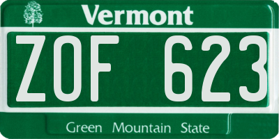 VT license plate ZOF623