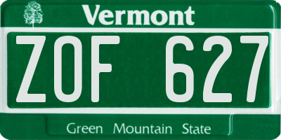 VT license plate ZOF627