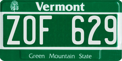 VT license plate ZOF629