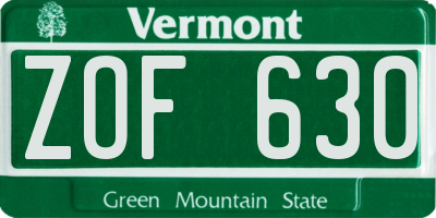 VT license plate ZOF630