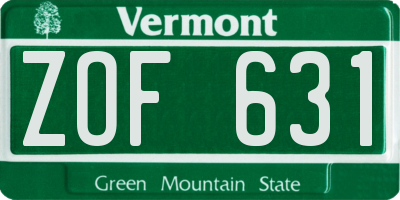 VT license plate ZOF631