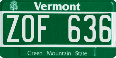 VT license plate ZOF636