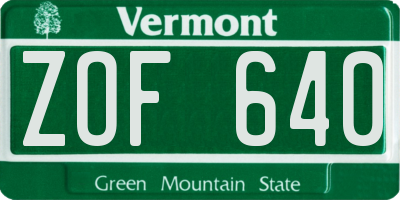 VT license plate ZOF640
