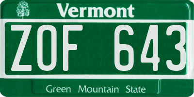 VT license plate ZOF643