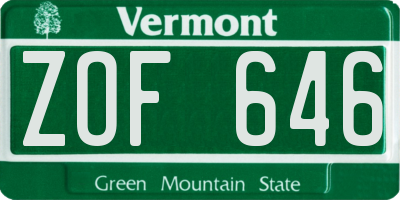 VT license plate ZOF646