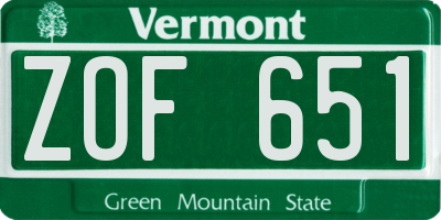 VT license plate ZOF651