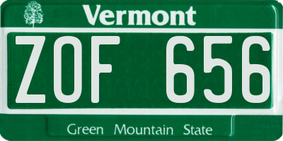 VT license plate ZOF656