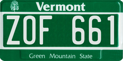 VT license plate ZOF661