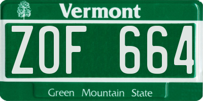 VT license plate ZOF664