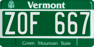 VT license plate ZOF667