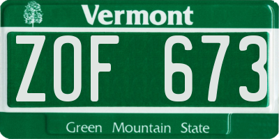 VT license plate ZOF673