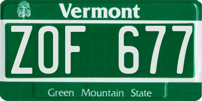 VT license plate ZOF677