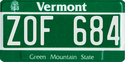 VT license plate ZOF684
