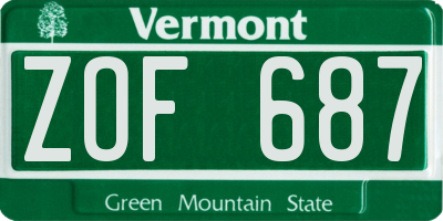 VT license plate ZOF687