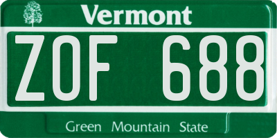 VT license plate ZOF688