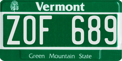 VT license plate ZOF689