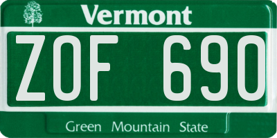 VT license plate ZOF690