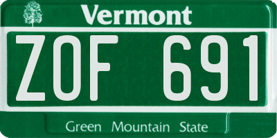 VT license plate ZOF691