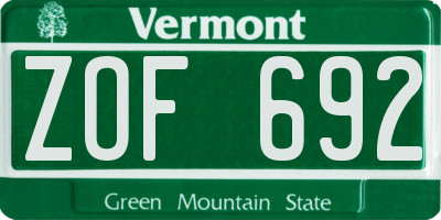 VT license plate ZOF692