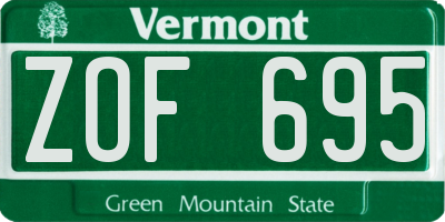 VT license plate ZOF695