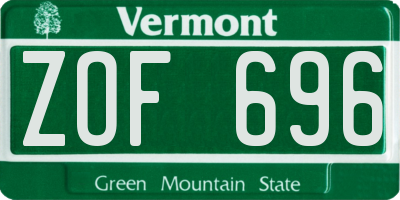 VT license plate ZOF696