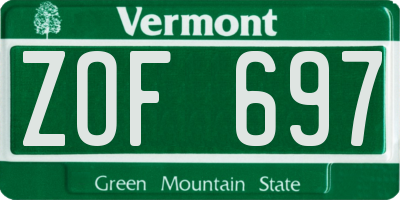 VT license plate ZOF697