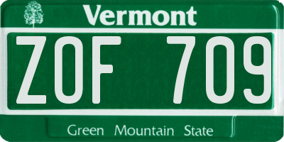 VT license plate ZOF709