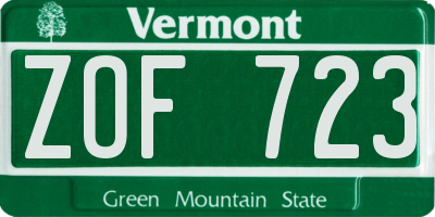 VT license plate ZOF723