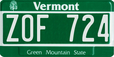 VT license plate ZOF724