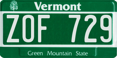 VT license plate ZOF729