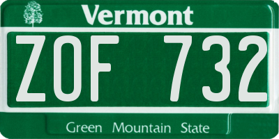 VT license plate ZOF732