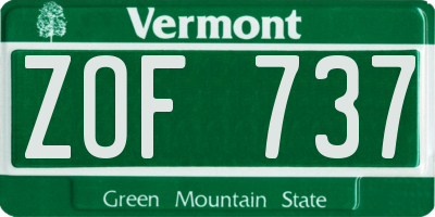 VT license plate ZOF737