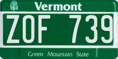 VT license plate ZOF739